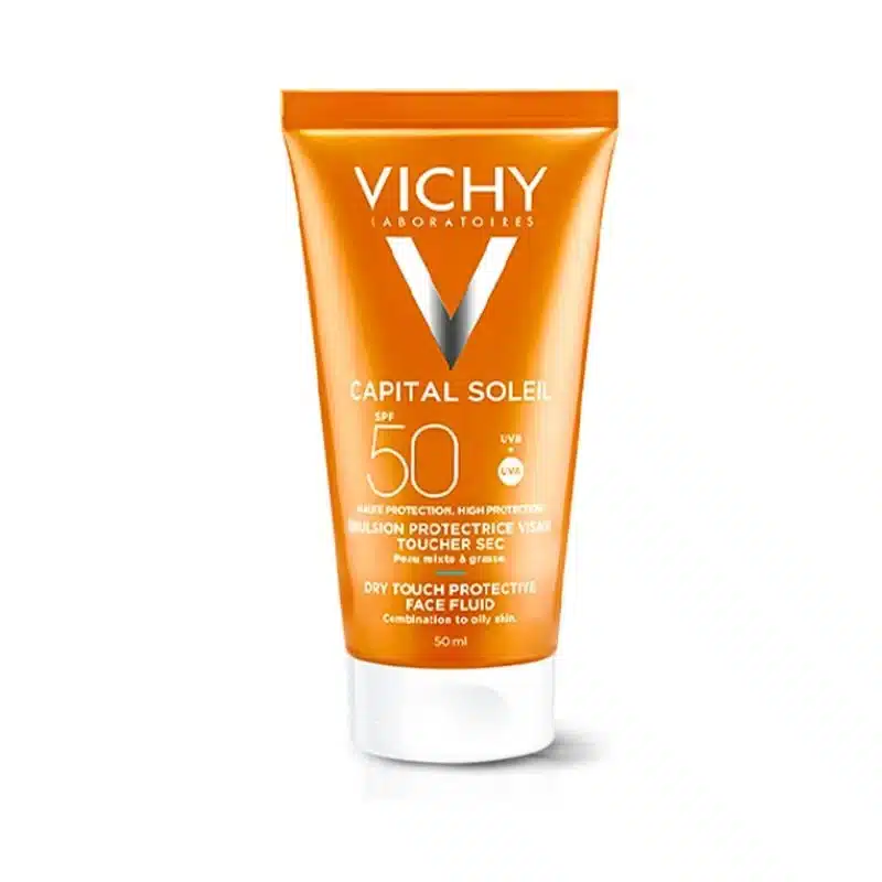 Vichy Capital Soleil SPF50 Émulsion Protectrice Visage Toucher Sec – Peaux Mixtes à Grasses 50ml