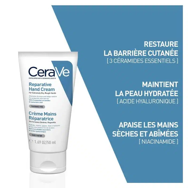 CeraVe Crème Réparatrice Mains Sèches et Abîmées 50ml 5