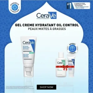 CeraVe Offre Gel-Crème Hydratante Oil Control 52ml + Gel Moussant 20ml – Peaux Mixtes à Grasses