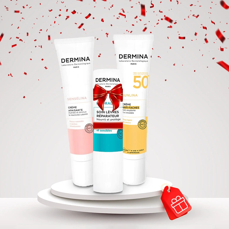 Obtenez un Soin lèvres réparateur 4g gratuit avec l'achat de Dermina Écran anti-taches SPF 50+ la crème apaisante