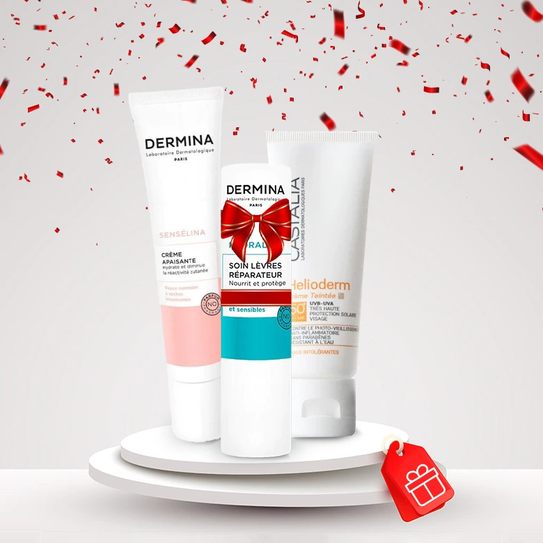 Obtenez un Soin lèvres réparateur 4g gratuit en achetant Castalia Écran Fluide et Dermina Crème Apaisante