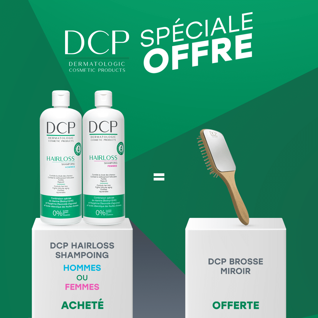 À l’achat d’un shampooing Homme DCP HAIRLOSS (500ml), une DCP Brosse Mirroir est Offerte.