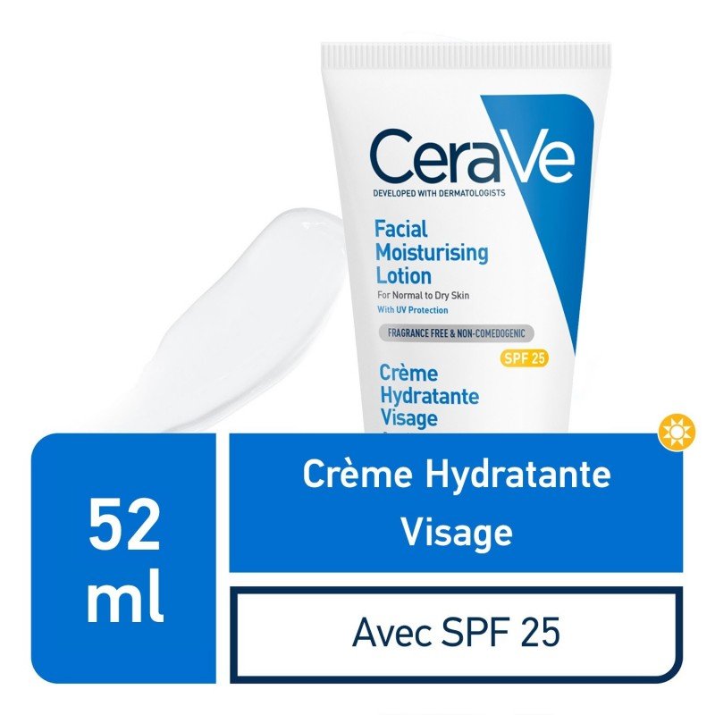CeraVe Crème Hydratante Visage SPF25 Peau Normale à Sèche | 52ml