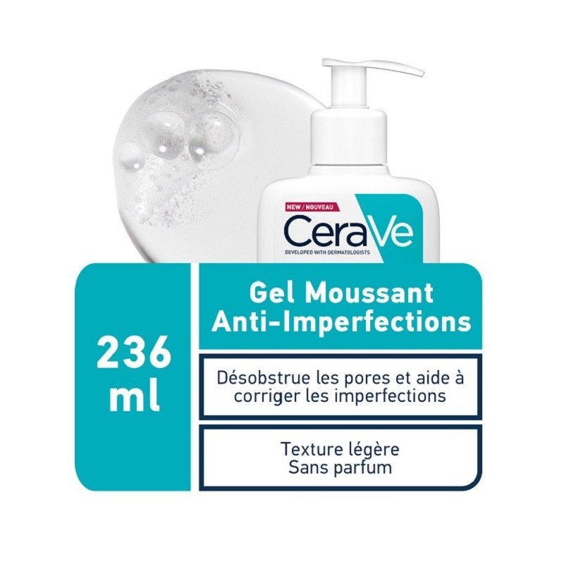 CeraVe Gel Moussant Anti-Imperfections | Peau Grasse à Tendance Acnéique | 236ml