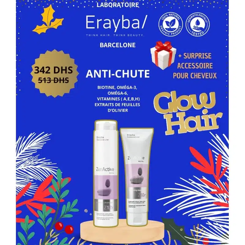 ERAYBA PACK ZENACTIVE Z12r Preventive Shampoo 250 Ml + ZENACTIVE Z10r Revitalising Mask 150 Ml + TROUSSE ET CHOUCHO OFFERT