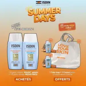 ISDIN OFFRE FUSION WATER MAGIC + FUSION WATER PEDIATRICS + 1 TOTE BAG + 2 COQUES ÉCRAN OFFERTS