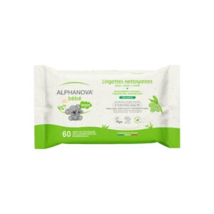 ALPHANOVA Lingettes bébé nettoyantes sans parfum – Olive - 60 unités