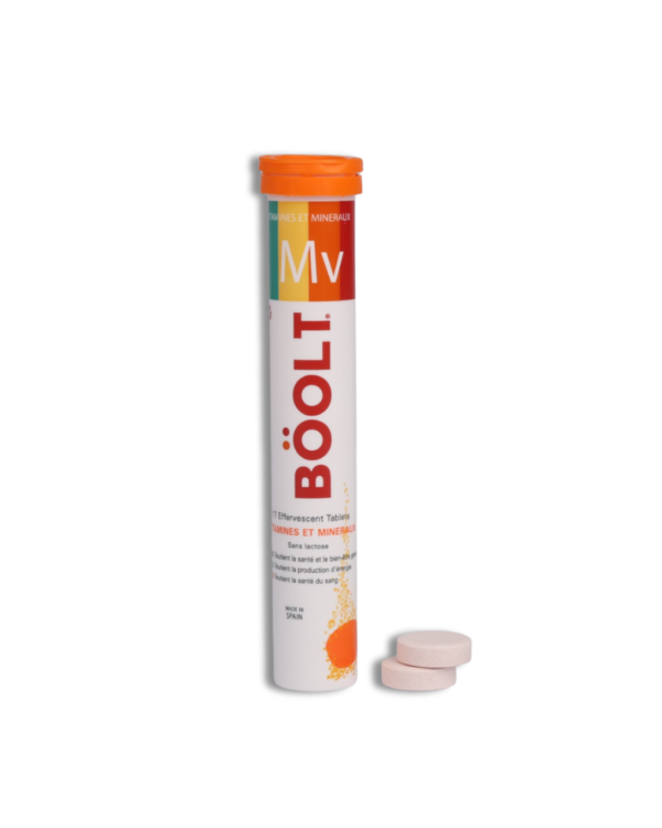 BÖOLT® MV – Présentoir Vitamines & Minéraux Effervescents 12 Piéces