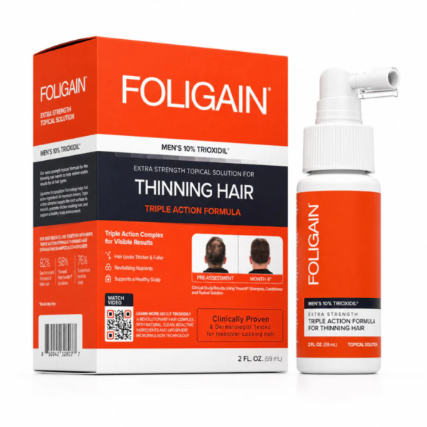 FOLIGAIN Lotion Triple Action pour cheveux clairsemés pour hommes 10% Trioxidil 59ml