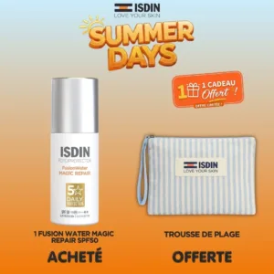 ISDIN OFFRE FUSION WATER MAGIC REPAIR SPF 50 + TROUSSE DE PLAGE OFFERTE