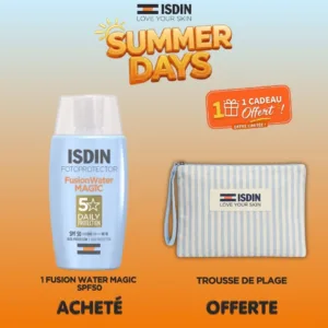 ISDIN OFFRE FUSION WATER MAGIC SPF 50 + TROUSSE DE PLAGE OFFERTE
